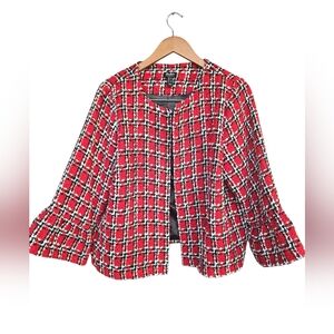 Du Jour Womens Jacket with Ruffle Sleeve Size Large